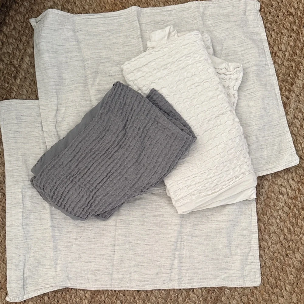 Gray and White Textured pillow cases bundle of 6 (3 sets) natural home decor